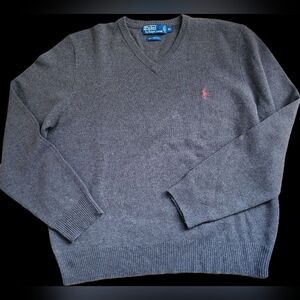 Ralph Lauren Men's Brown V-Neck Sweater
